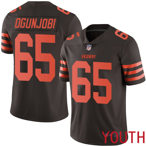 Cleveland Browns Larry Ogunjobi Youth Brown Limited Jersey #65 NFL Football Rush Vapor Untouchable->youth nfl jersey->Youth Jersey